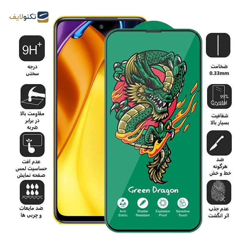 محافظ صفحه نمایش اپیکوی مدل Dragon ExplosionProof مناسب برای گوشی موبایل شیائومی Poco M3 Pro 4G/5G - Epicoy Green Dragon ExplosionProof Glass Screen Protector For Xiaomi Poco M3 Pro 4G/5G